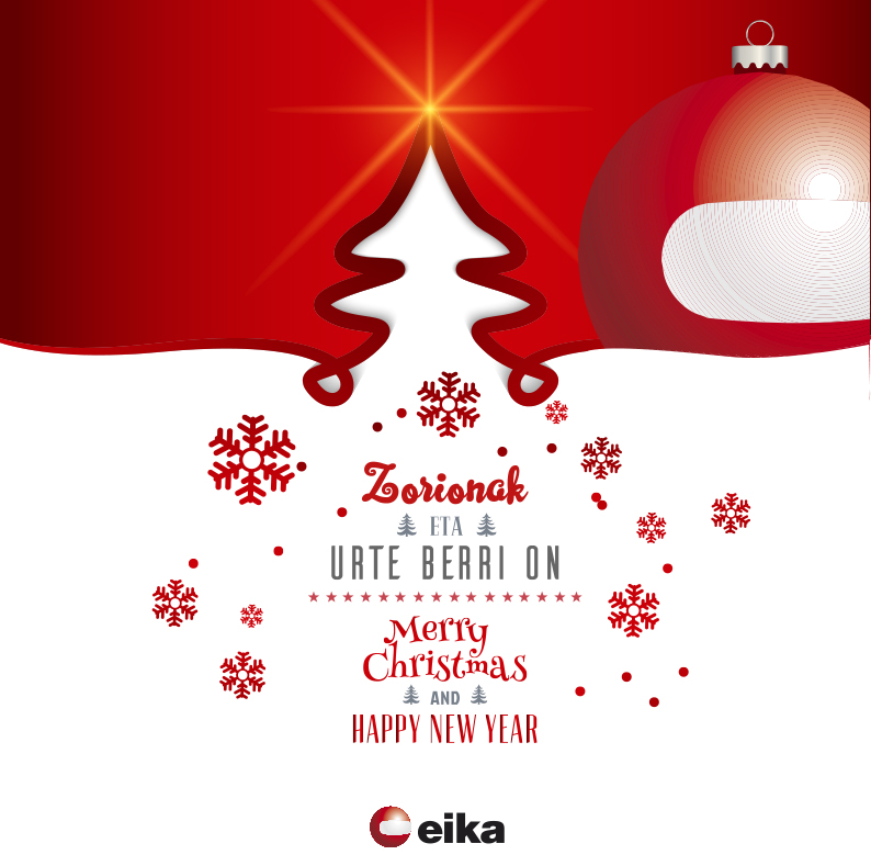 Merry christmas and happy new year greeting card in paper cut style Eika wishes you a Merry Christmas | Eika